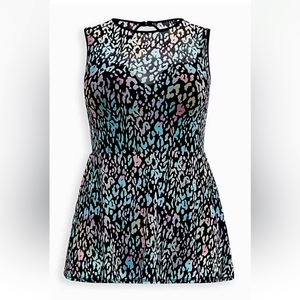 Torrid UNDERWIRE LONG MESH OVERLAY SWIM DRESS WITH BRIEF Size 3 DD/F